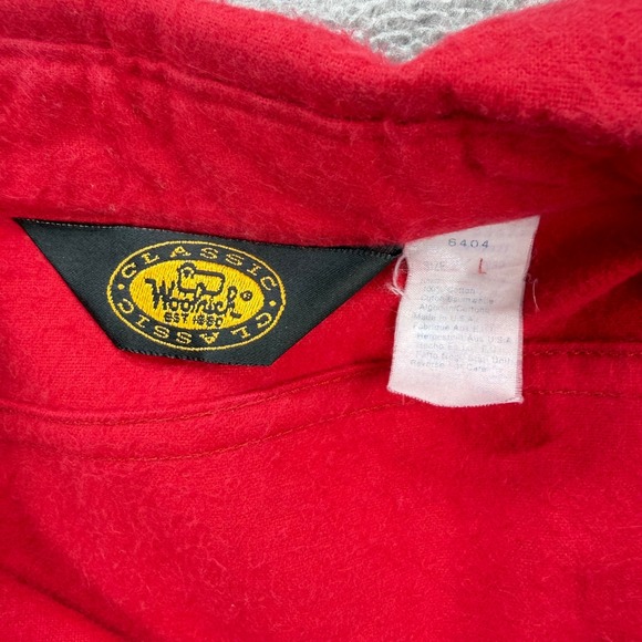 Vintage Woolrich Flannel Shirt Mens Large Red Buck Deer Sportsman Chamois Rugged - Picture 4 of 8